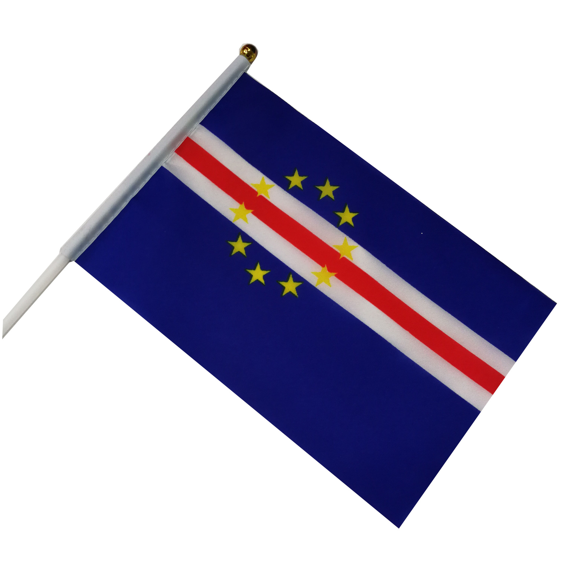 佛得角国旗旗帜手摇旗塑料杆双面涤纶印刷旗厂家批发可来养定做