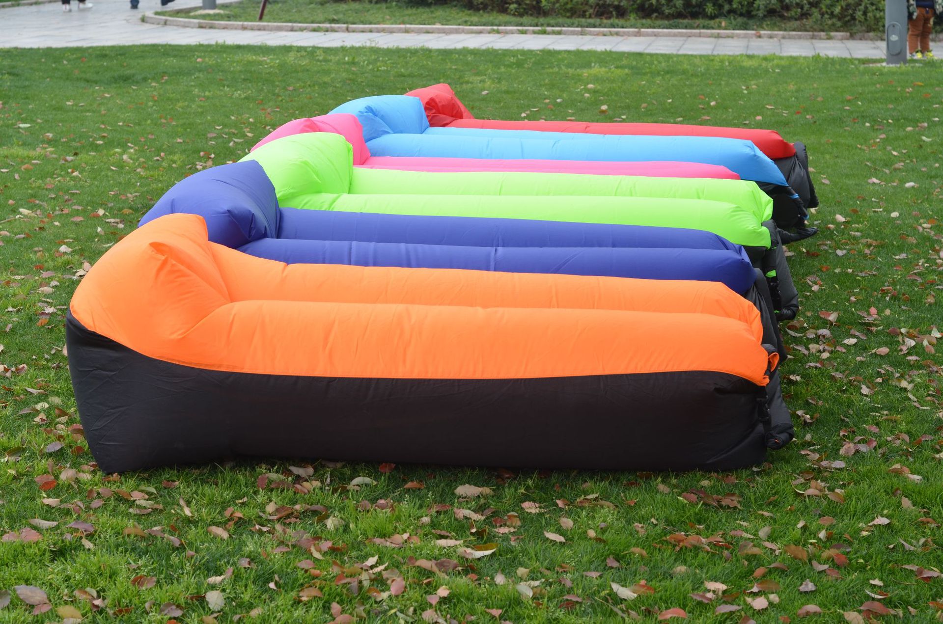 跨境枕头款拼色户外充气沙发快速充气野餐懒人空气沙发定制批发