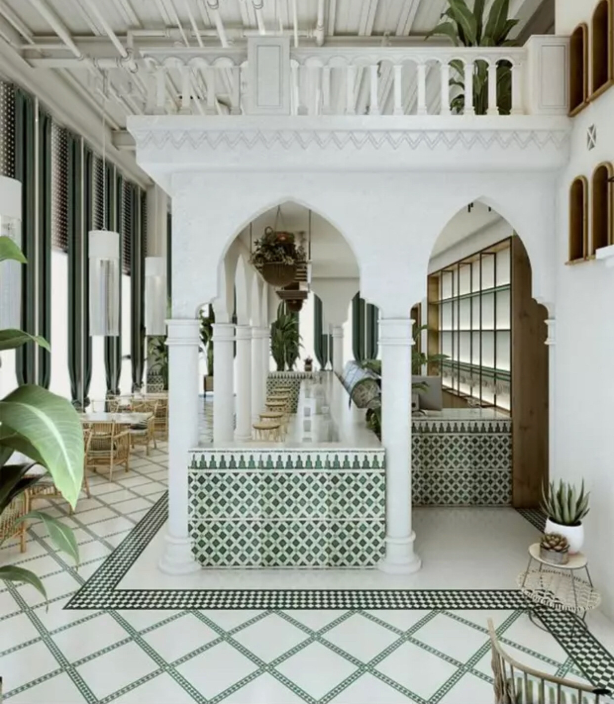 摩洛哥墨绿花砖300现代民宿客厅餐厅墙砖防滑地板砖墨绿复古瓷砖