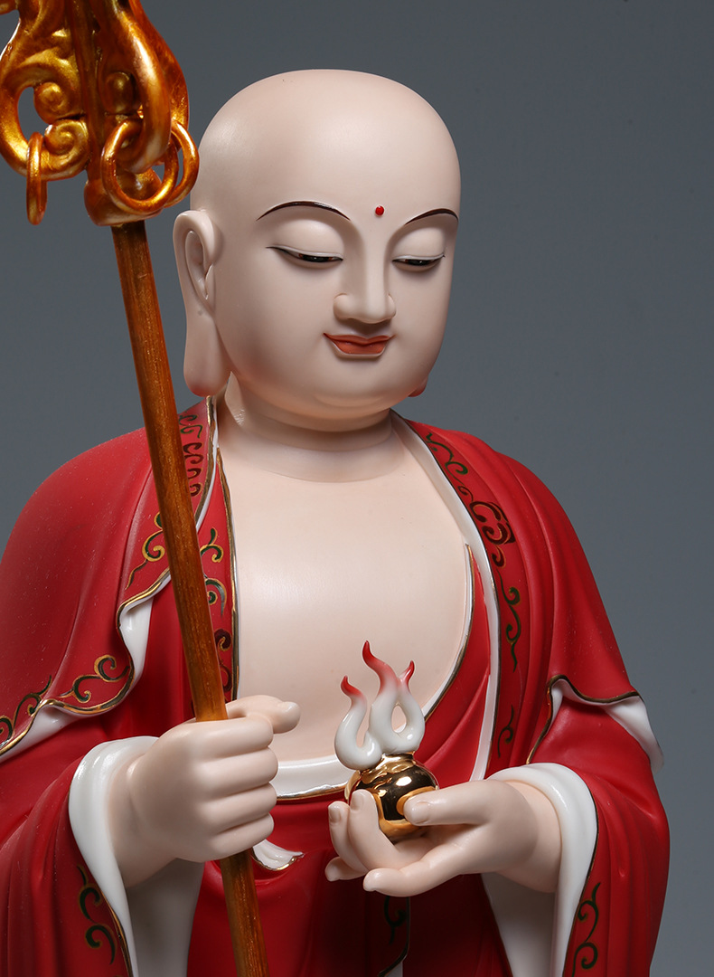 【上美】26吋立莲地藏王佛像站像家用供奉光头地藏菩萨像摆件陶瓷