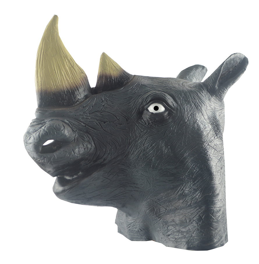 万圣节舞会派对面具节日演出装扮动物面具搪胶犀牛面具动物头套