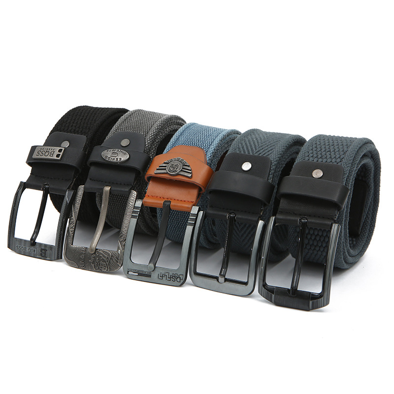 New Single Pin Metal Buckle Woven Belt Outdoor Casual Canvas Pants Belt Nylon Belt Factory Wholesale