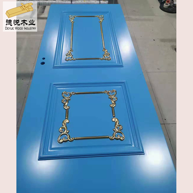 实木复合烤漆门定做 蓝色轻奢木门 房间卧室门定制厂家