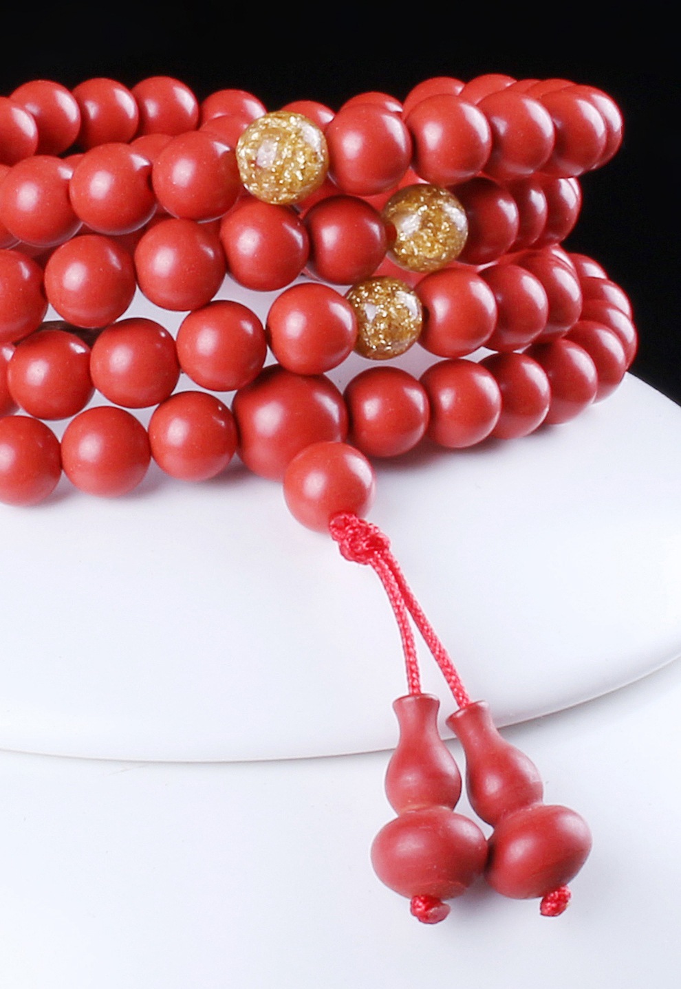 一件代发辰世朱砂手串男女108颗多圈光面佛圆珠子红色手链