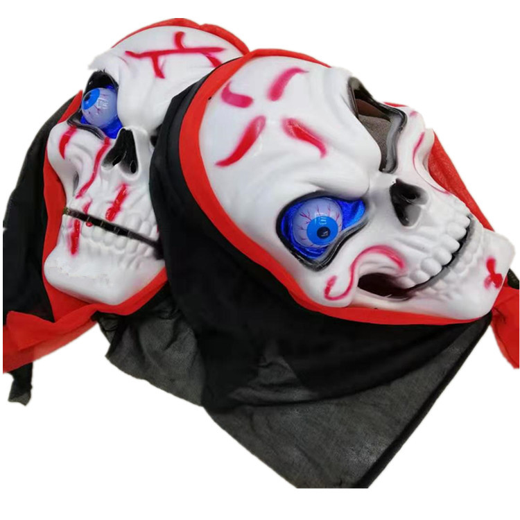 外贸跨境货源厂家直销万圣节爆眼鬼骷髅大号恐怖包黑红头巾血面具