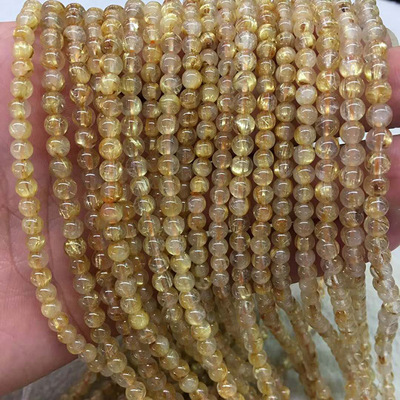 天然发晶手链多圈三圈手串 天然金发晶钛晶手串 金发晶厂家批发