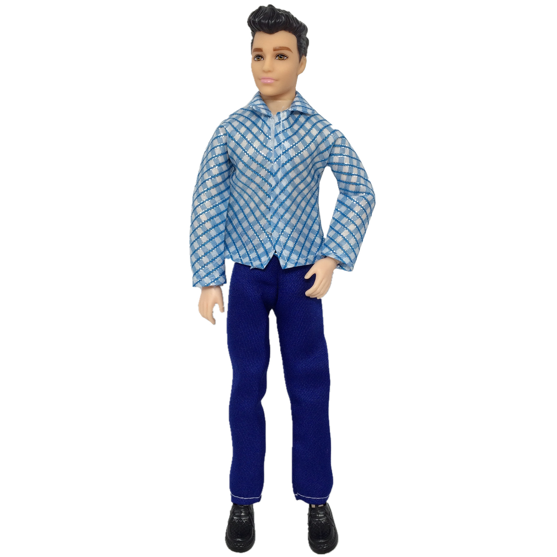 32cm玩具洋娃娃换装男芭朋友王子长袖衬衫格子套装长裤开魔术