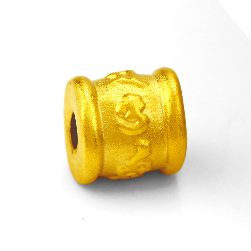 时尚仿黄金饰品配件3d电铸工艺镀金六字真言转运珠手串路路通串珠