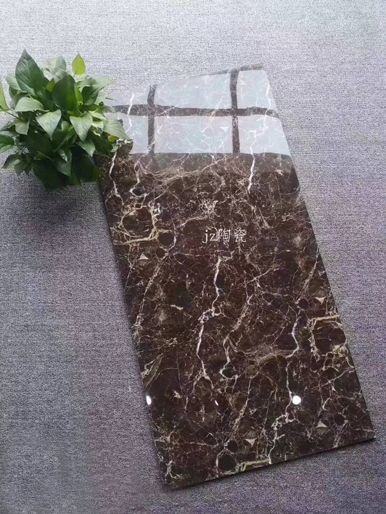 厂家批发定制600x1200深色大理石纹地砖黑白地砖客厅黑金花背景墙