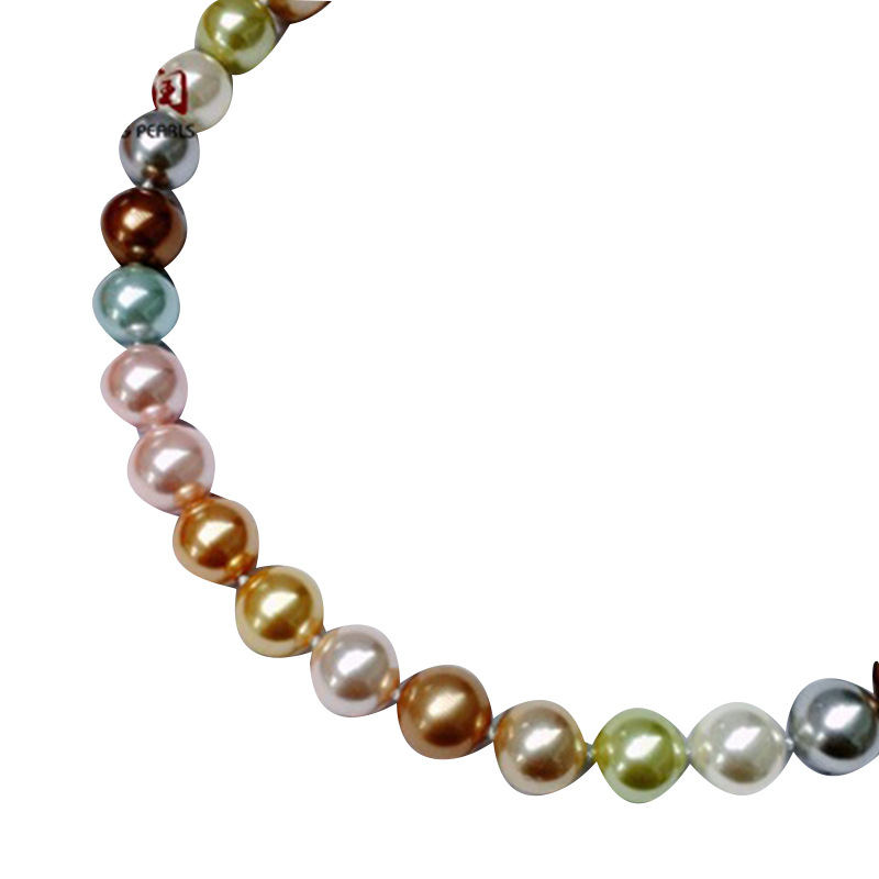 海贝渐变珍珠项链混彩贝珠多色链12m贝宝珠项链尾链批发-阿里巴巴