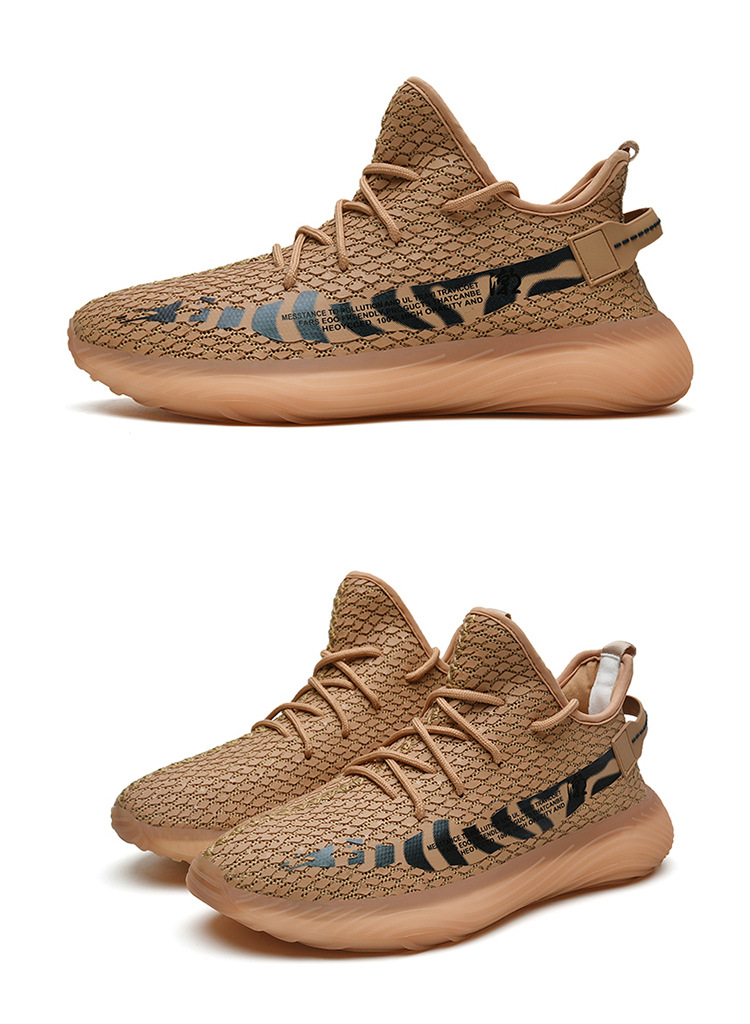 秋冬新款龙鳞炫彩变色龙椰子鞋男时尚飞织爆米花组合底跑步鞋外贸