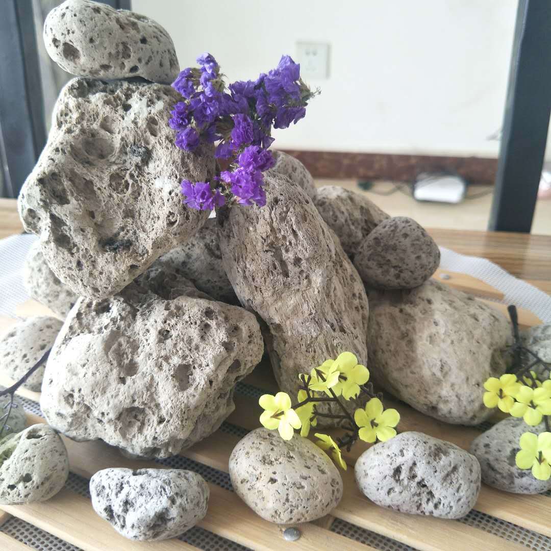 供水草造景悬浮石1015公分大块白浮石多空透气隔水轻石火山岩