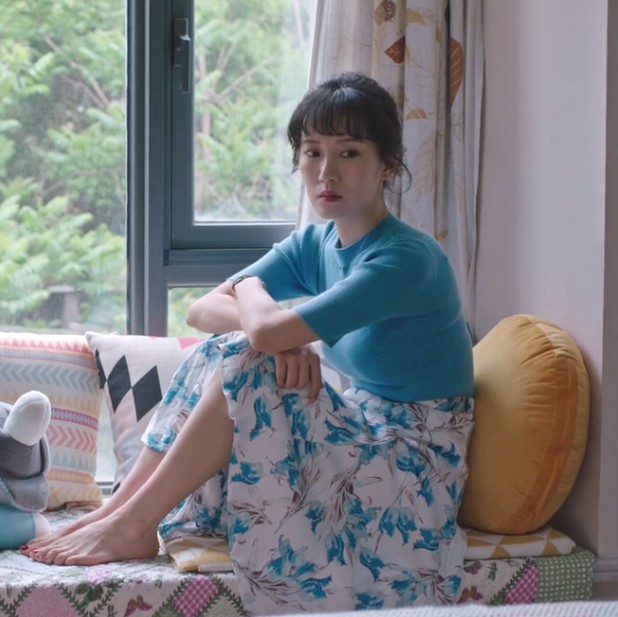 都挺好朱丽李念同款衣服女蓝色短袖针织衫印花半身裙显廋两件套夏