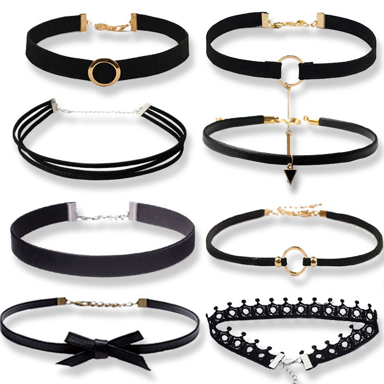 INS Internet Celebrity Same Style Fashion Short Necklace Simple All-Match Necklace Collar Tassel Flannel Set Clavicle Chain