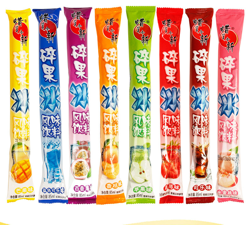 蜡笔小新棒棒冰85ml*80支碎果冰可吸饮料 碎冰冰棒棒冰厂家批发