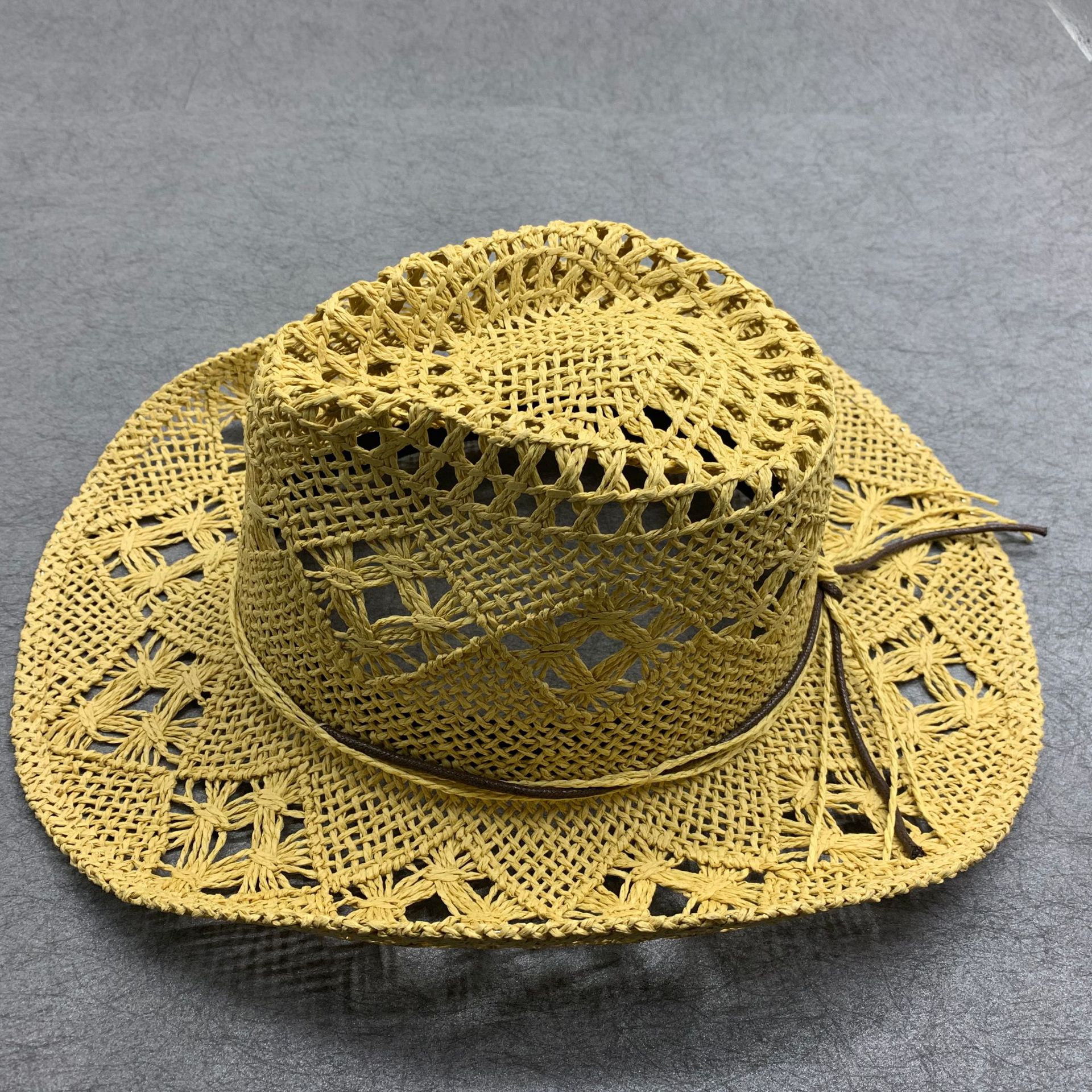 纯手工精编织草帽镂空草编帽男女通用礼帽子春夏季遮阳凉帽牛仔帽