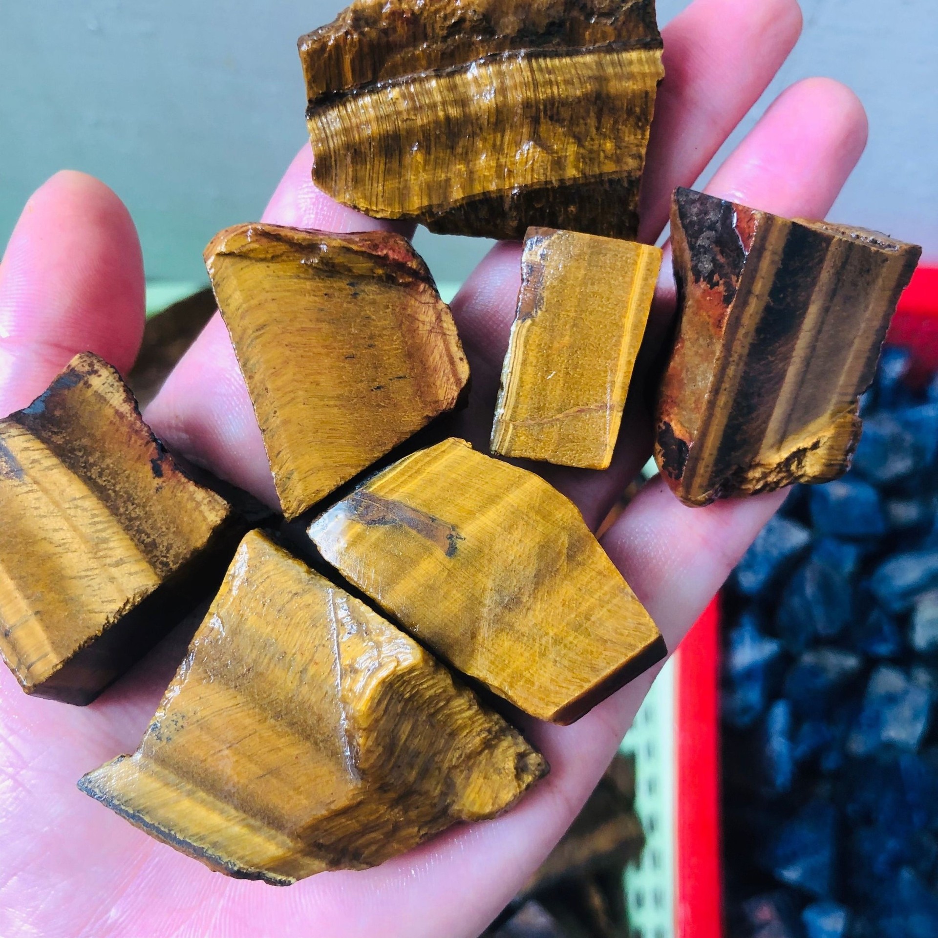 黄虎眼石原石虎睛石矿物标本饰品雕刻摆件