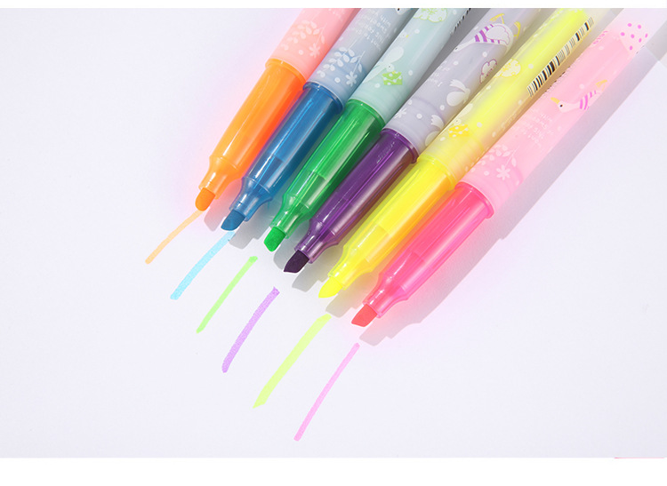 爱好彩色荧光笔6191 小鸭鸭香味6色 标记笔记号笔绘画涂鸦笔文具