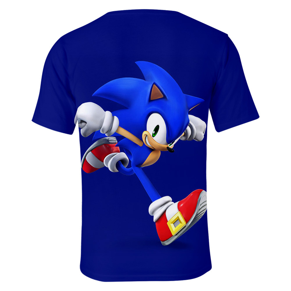 2019跨境新品欧美电影sonic索尼克夏季3d网眼透气短袖t恤刺猬超音