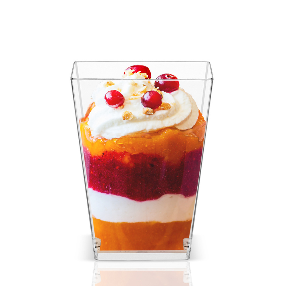 160ml方形甜品杯 5.4oz透明ps慕斯杯巴菲杯 雪糕杯饮料杯鸡尾酒杯