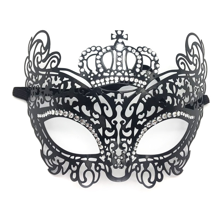 金属皇冠镶钻面具 节庆化妆舞会成人公主半脸面具 男女铁艺面具