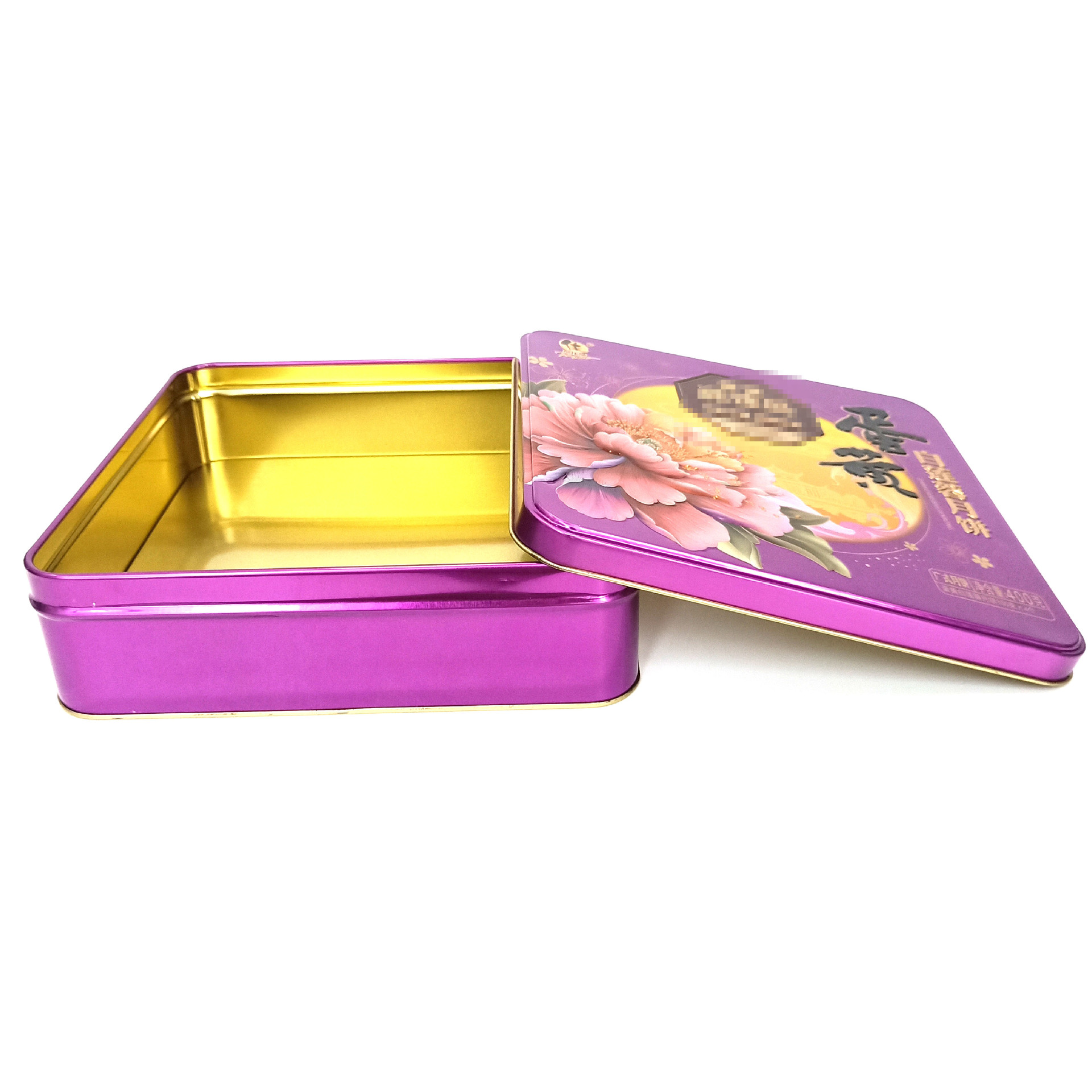 厂家定制四个装月饼铁盒包装月饼铁罐正方形饼干铁盒礼品包装