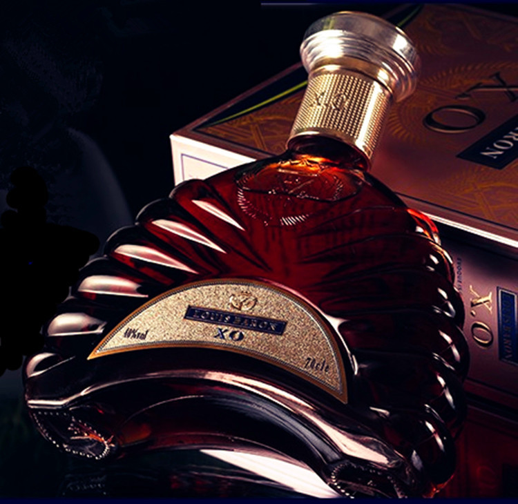 洋酒白兰地xo 陆逸蓝爵xo白兰地700ml礼盒装 夜店酒吧ktv量大价优