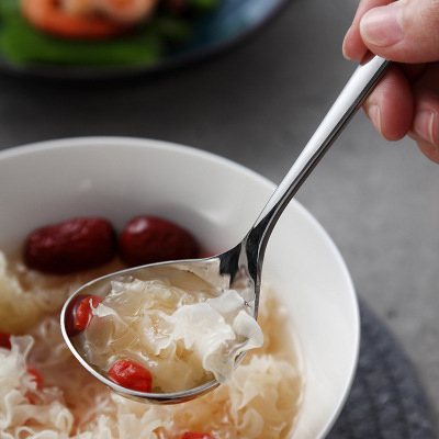 不锈钢勺子_304长柄勺子不锈钢勺子勺 大头喝粥滔油勺喝汤勺子2支 - 