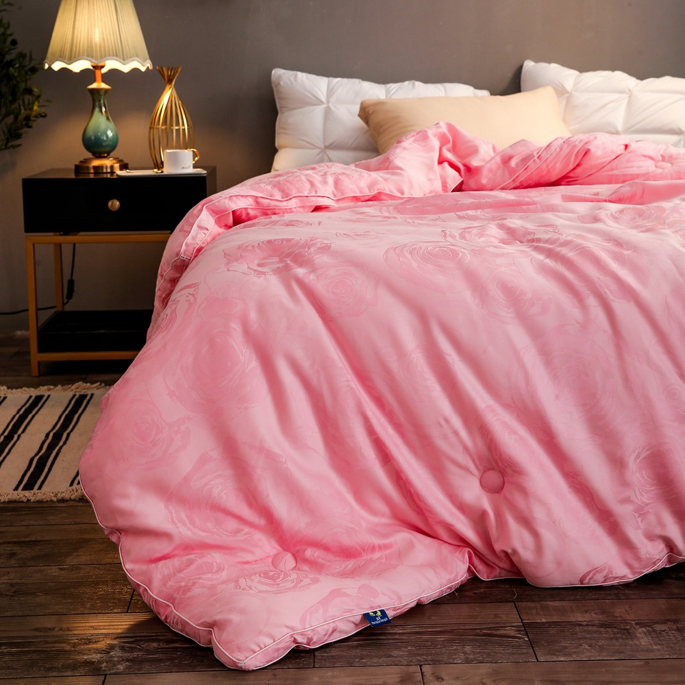 高档婚庆60支全棉贡缎提花大红色被芯结婚喜庆红被子春秋被冬被