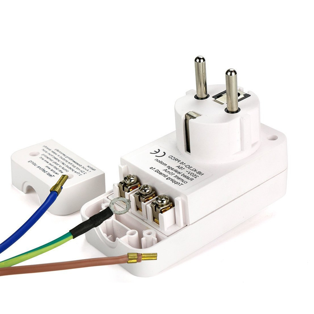 南岛白色欧规欧式德式一体式可拆可接线nb-kl3o-16漏电保护插头