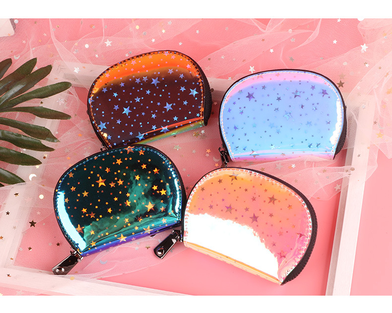 2020春夏新款镭射卡包五角星小钱包卡包一体炫彩风 简约风卡包