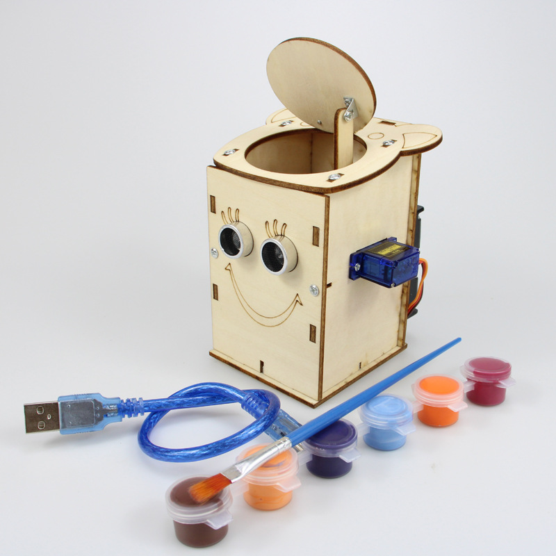 智能感应桶创客作品中学生手工科技小制作创意发明diy垃圾桶材料