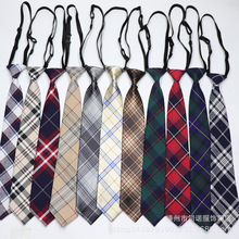 厂家现货懒人免打结7cm领带 女土领带 格子可调节学生男女小领带