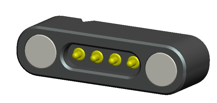 4pin 机器人磁吸连pogo pin 充电弹簧顶针镀金探针连接器