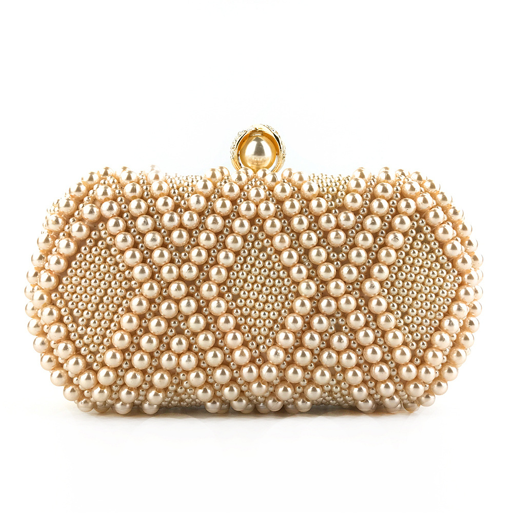 新款恒美厂家直销手工串珠包欧美时尚女士珍珠晚宴包凌型手拿包包
