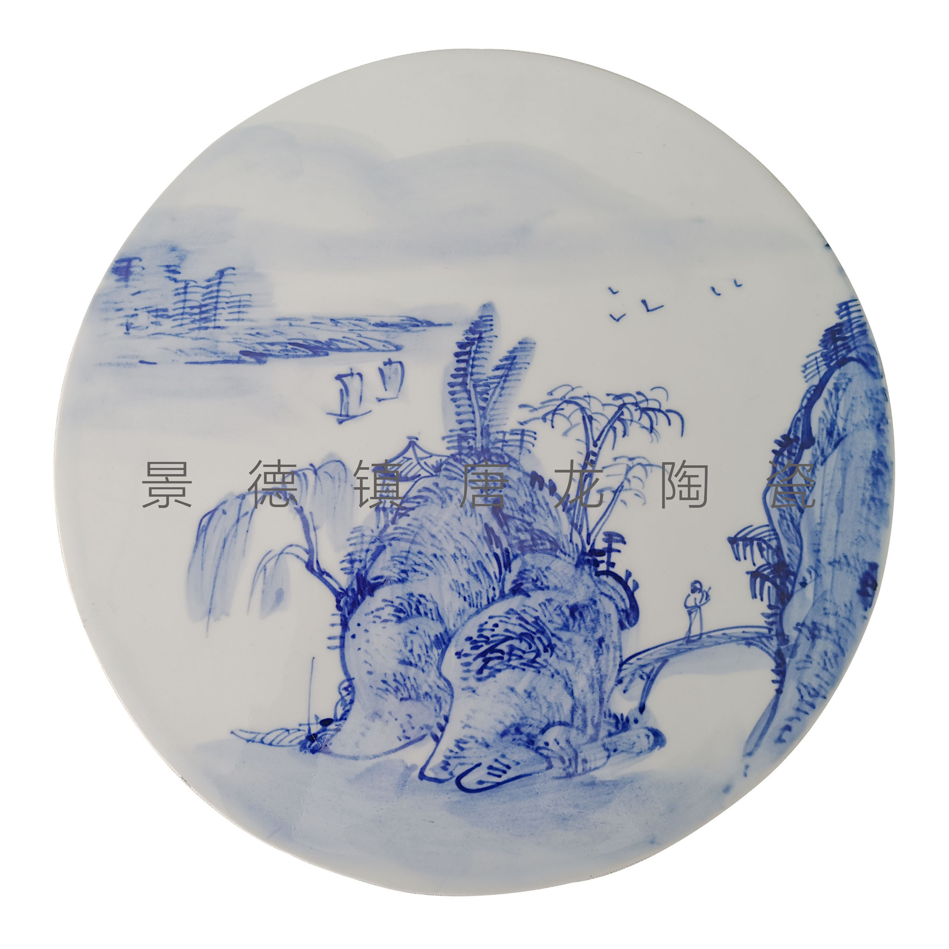 0成交0件手绘青花山水瓷片家具镶嵌瓷板画定制定做厂家价格有优惠