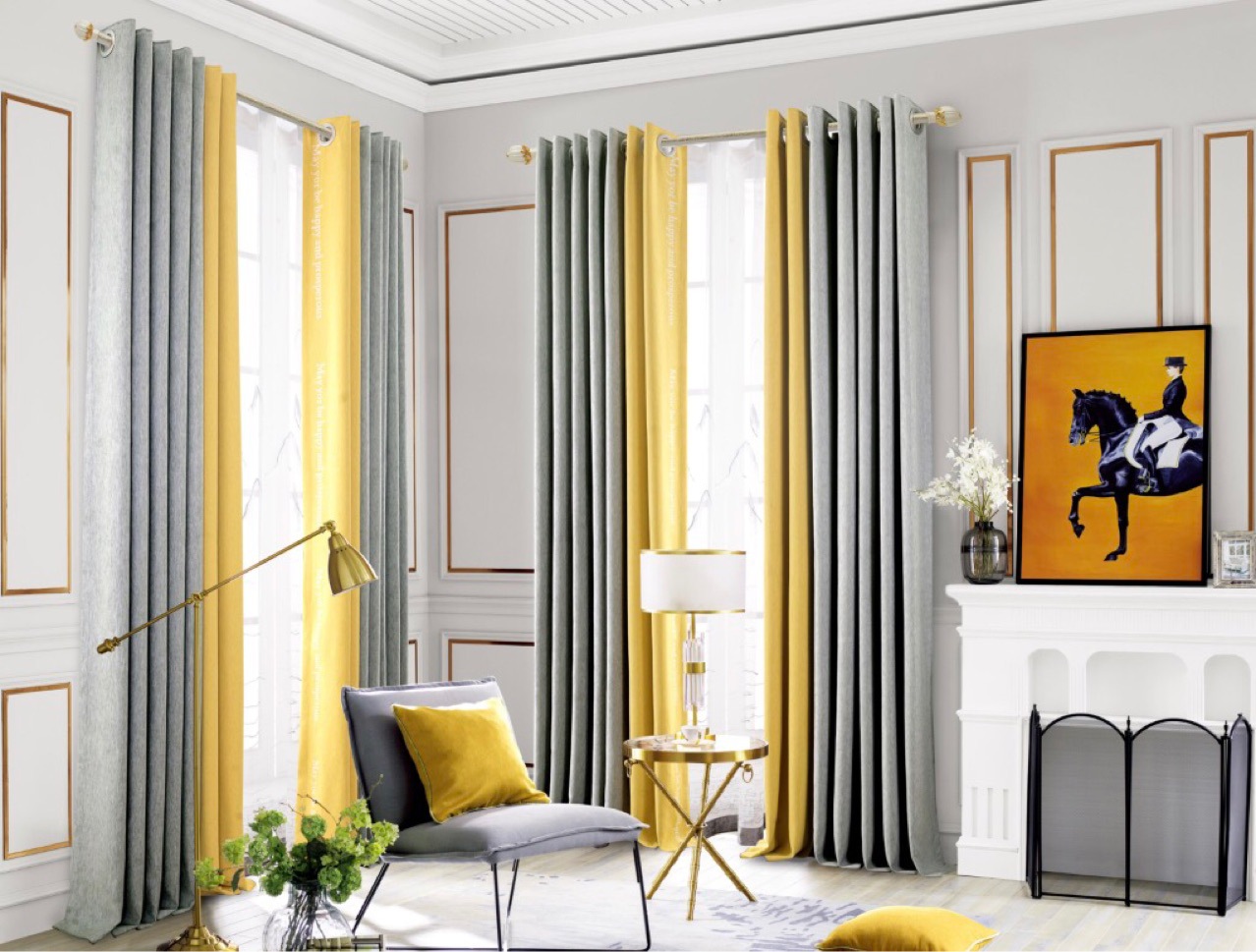 雪尼尔羊绒双色拼接撞色遮光窗帘 现代简约 客厅卧室帘现货供应