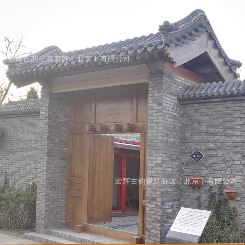 四合院仿古实木大门 制作中式别墅榆木门 古建门楼木门 北京厂家