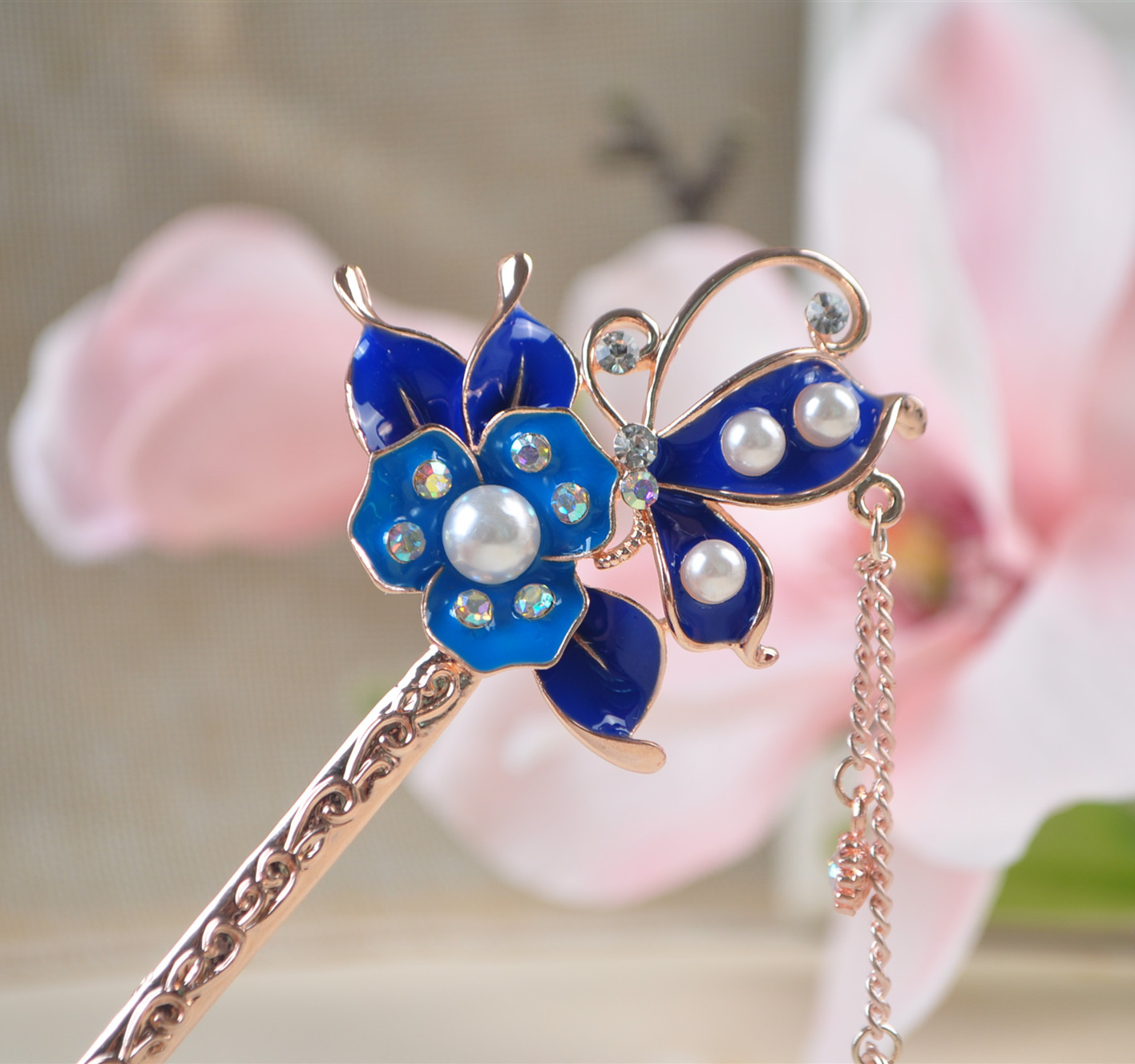 2020新款古风彩釉发簪古代流苏步摇汉服盘发簪子古装头饰配饰