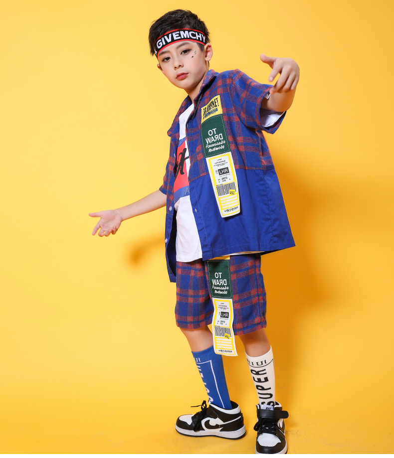 儿童演出服街舞套装男童嘻哈架子鼓女童爵士舞服装少儿hiphop潮装