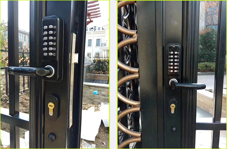 户外镂空庭院子门栏栅铁艺门单双面机械密码门锁防水防火电子