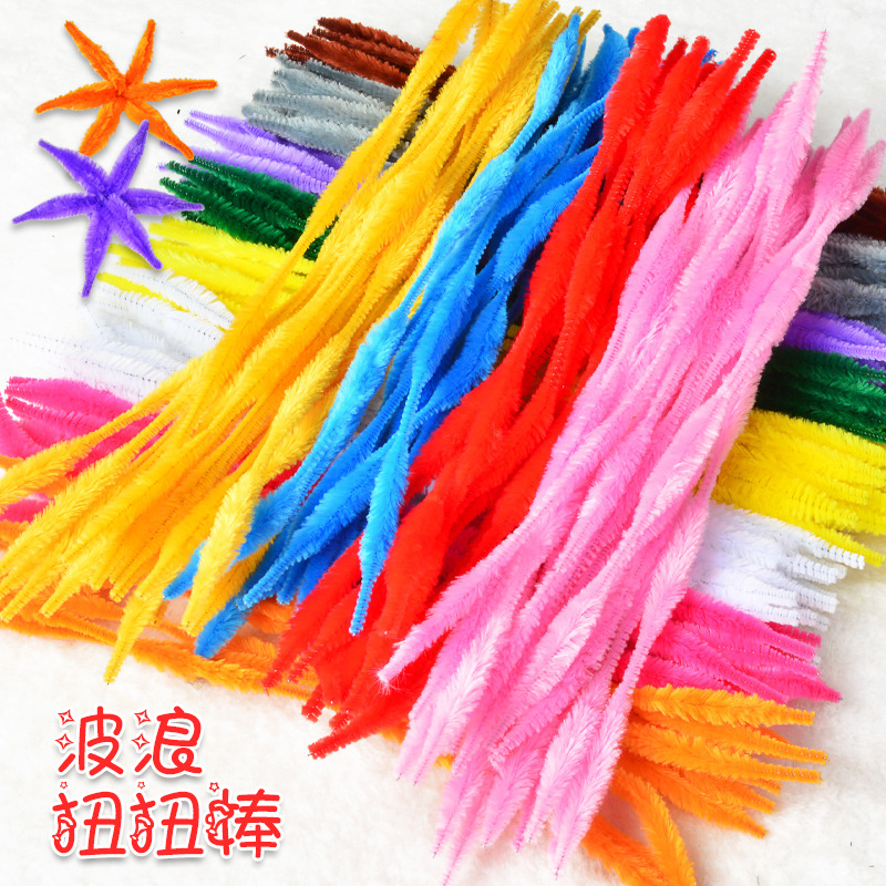 厂家直销波浪扭扭棒幼儿园手工diy配件波浪粗细花毛毛条 四花毛根