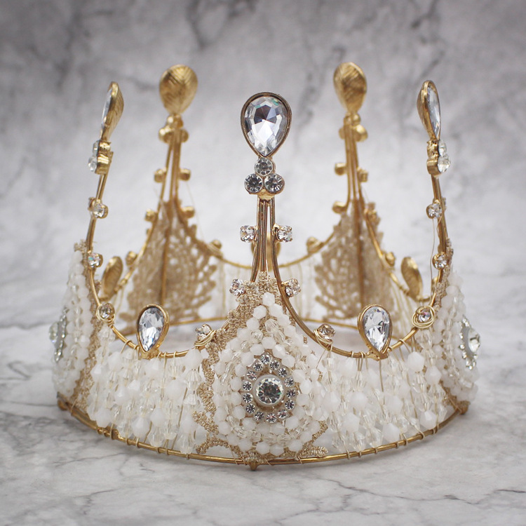烘培蛋糕皇冠摆件生日头饰新娘头戴珍珠闪亮