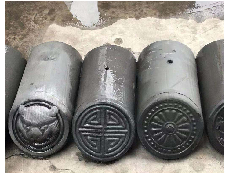 厂家直销古建装饰青砖筒瓦 仿古园林檐口花边滴水瓦筒勾头