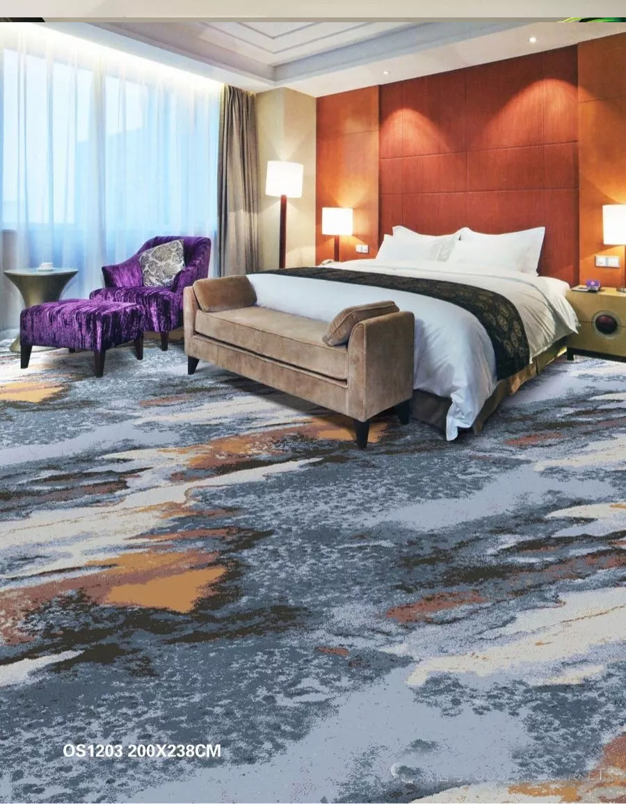 1200g印花地毯满铺宾馆酒店大厅客房走廊ktv影院阻燃卧室定制家用