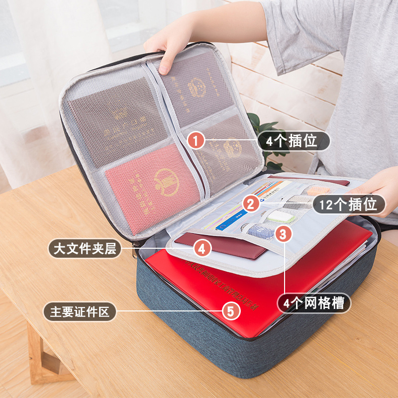 Id Storage Bag Boxes Household Multi-Layer Large Capacity File Document Package Passport Id Storage Bag