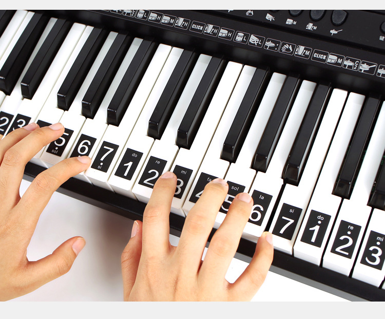 传美现货批发61键电子琴贴 黑色音标88钢琴贴 简谱电子琴键盘贴