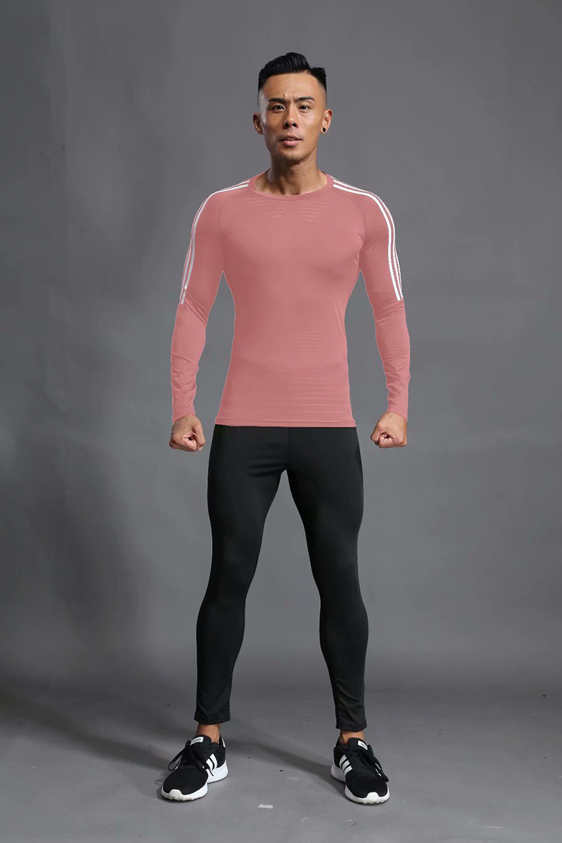 2019秋冬加绒长袖紧身衣男士篮球服打底衫运动套装速干跑步训练服