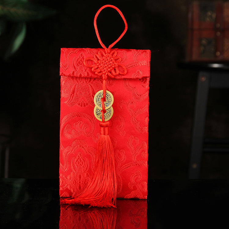 兔年锦缎万元铜钱利是封创意同心结布红包结婚敬茶改口大红包袋