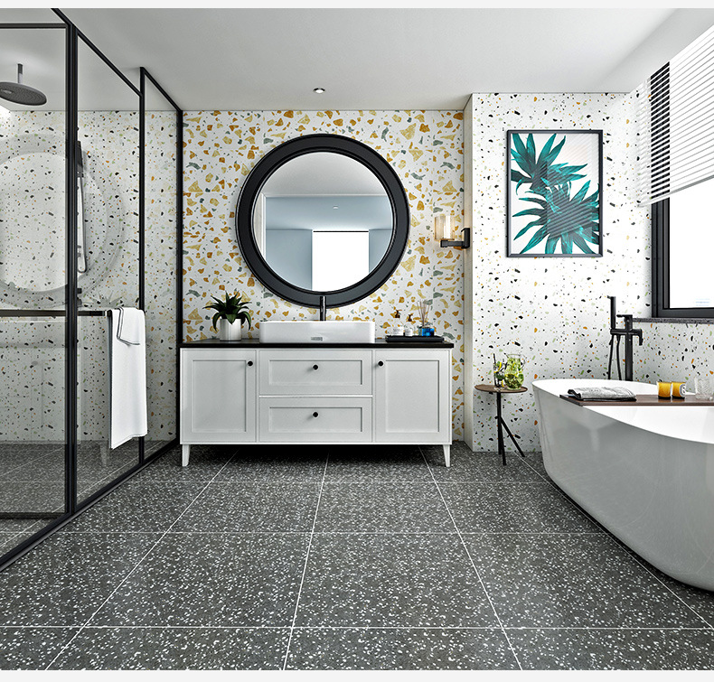 北欧简约风水磨石瓷砖ins彩色水磨石地板砖瓷砖卫生间瓷砖墙砖